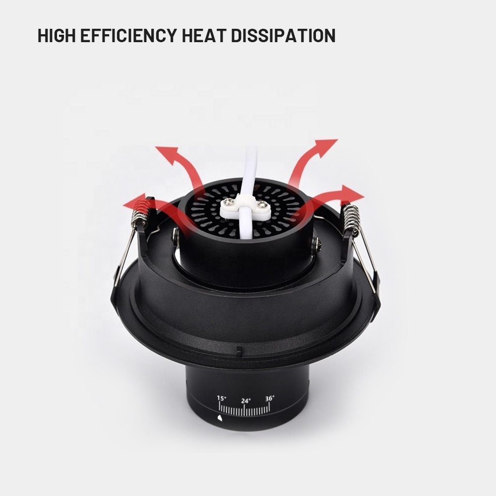 Triple Anti-glare Led gimbal light 15W Adjustable led down light zoomable recessed downlight