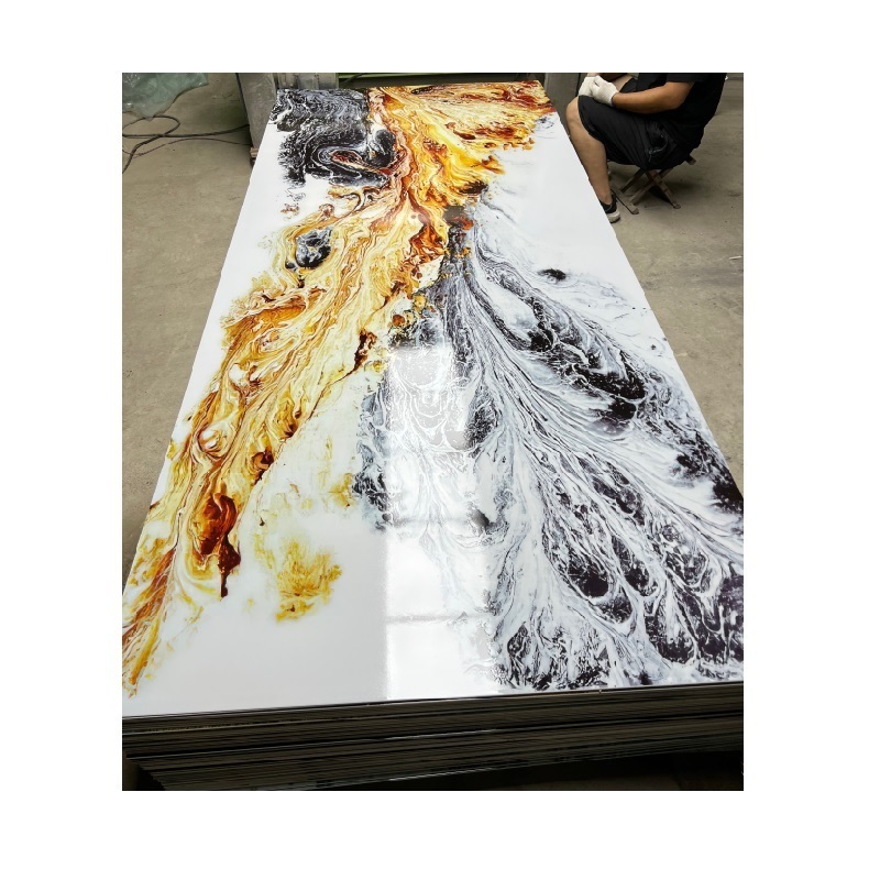 2024 Manufacturer Hot Sale Panels 4x8 PVC Marble Sheet UV 3D Printing PVC wall panel new color