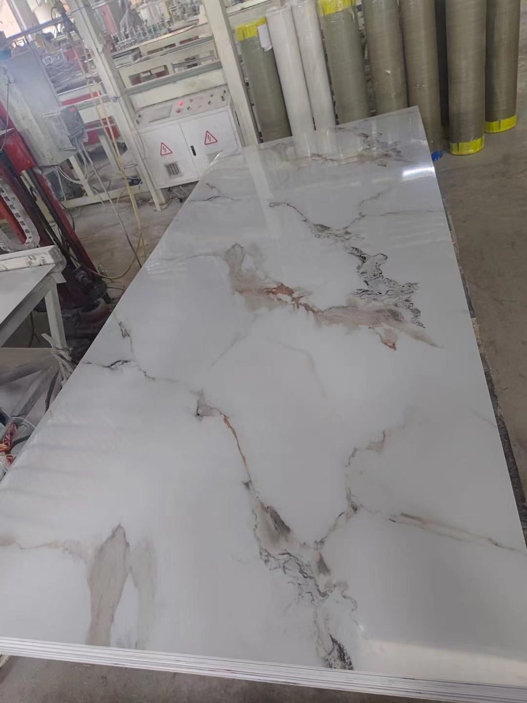 Soteng Wholesale price1220*2900*2mm PVC mirror sheet  pvc  UV marble sheet indoor alternative marble wallpaper