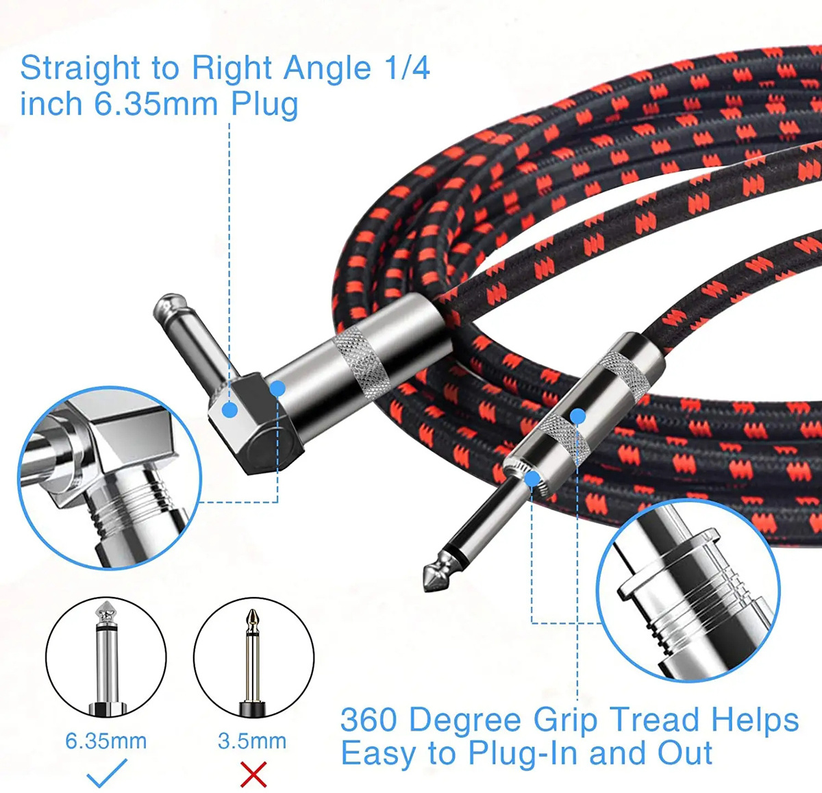 customized 3M cable usb to 6.35mm 6.35mm guitar cable audio path line electric guitar cable for bass amplifier pedal