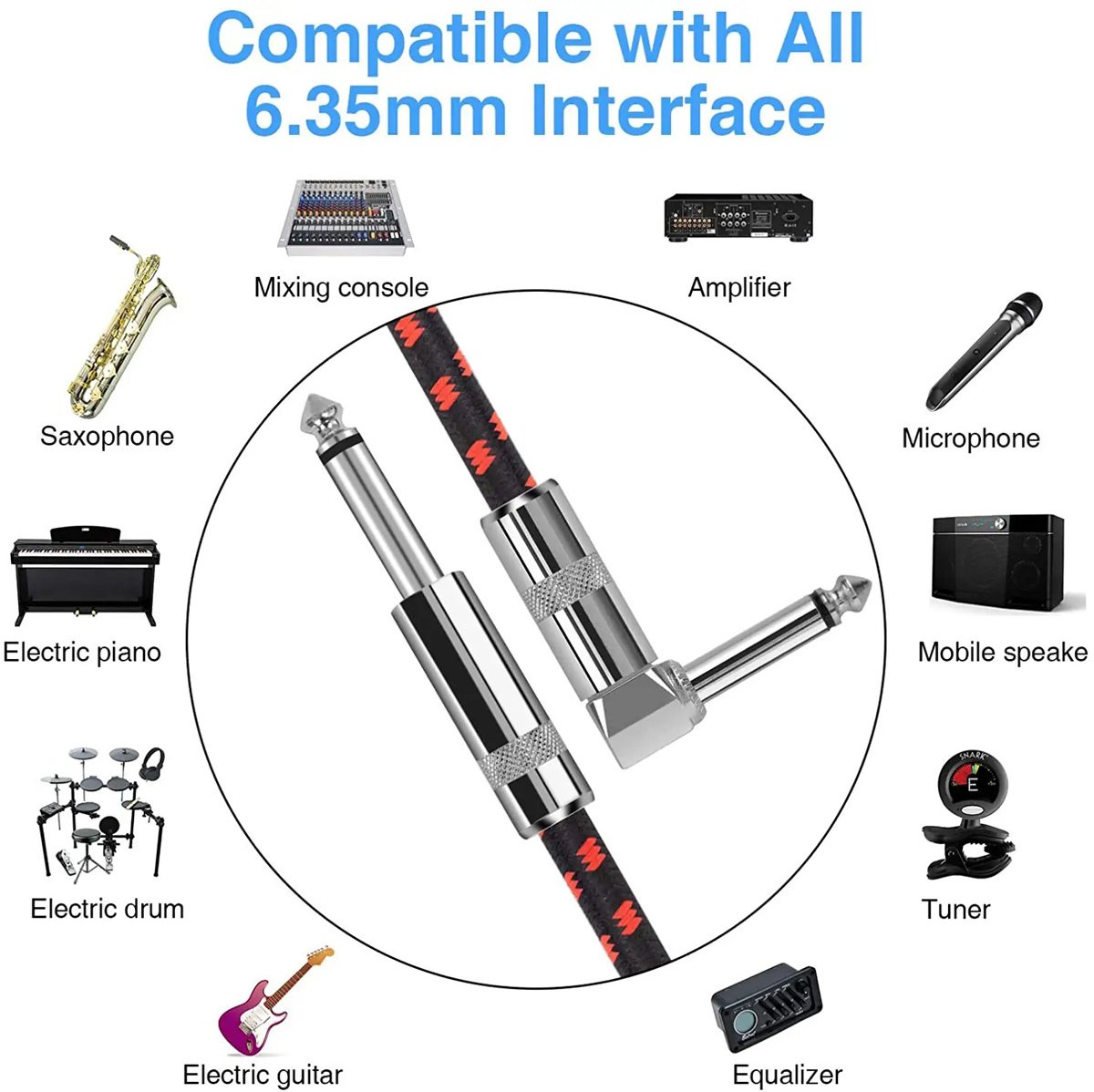 customized 3M cable usb to 6.35mm 6.35mm guitar cable audio path line electric guitar cable for bass amplifier pedal