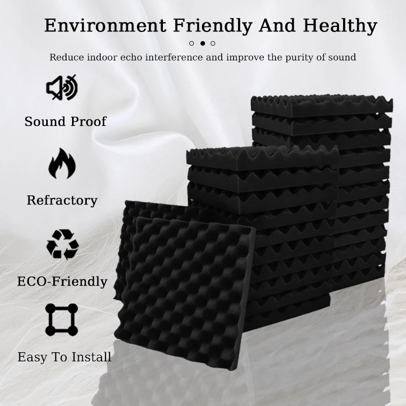 12 X 12 X 2 Inches Egg Trough Wall Soundproof Foam High Density Sound Absorbing Material Acoustic Foam Ceiling Noise Insulation