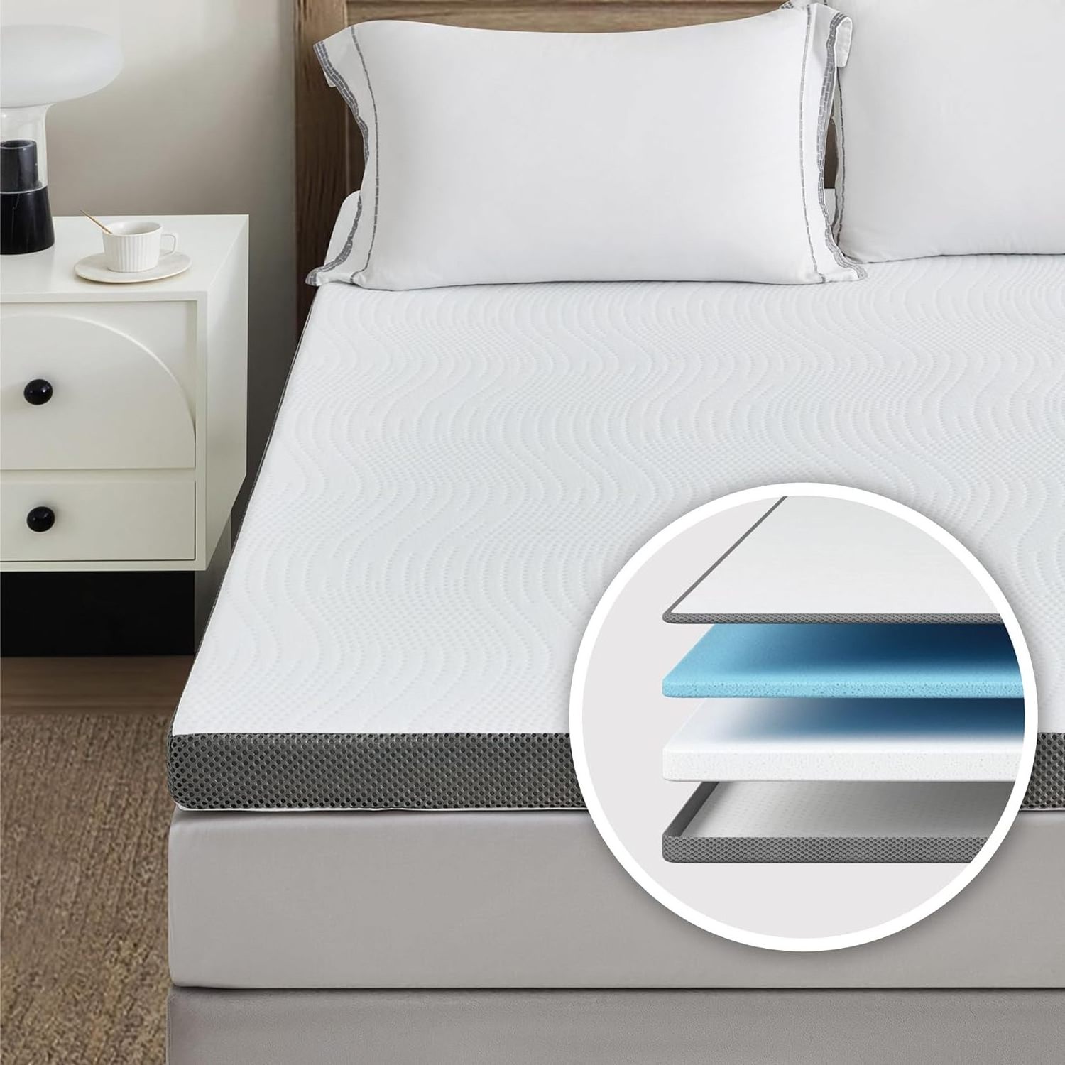 3 Inch Memory Foam Mattress Removable Soft Cover Breathable Bed Mattress Cooler Sleep Supportive & Pressure Relief Mattresses