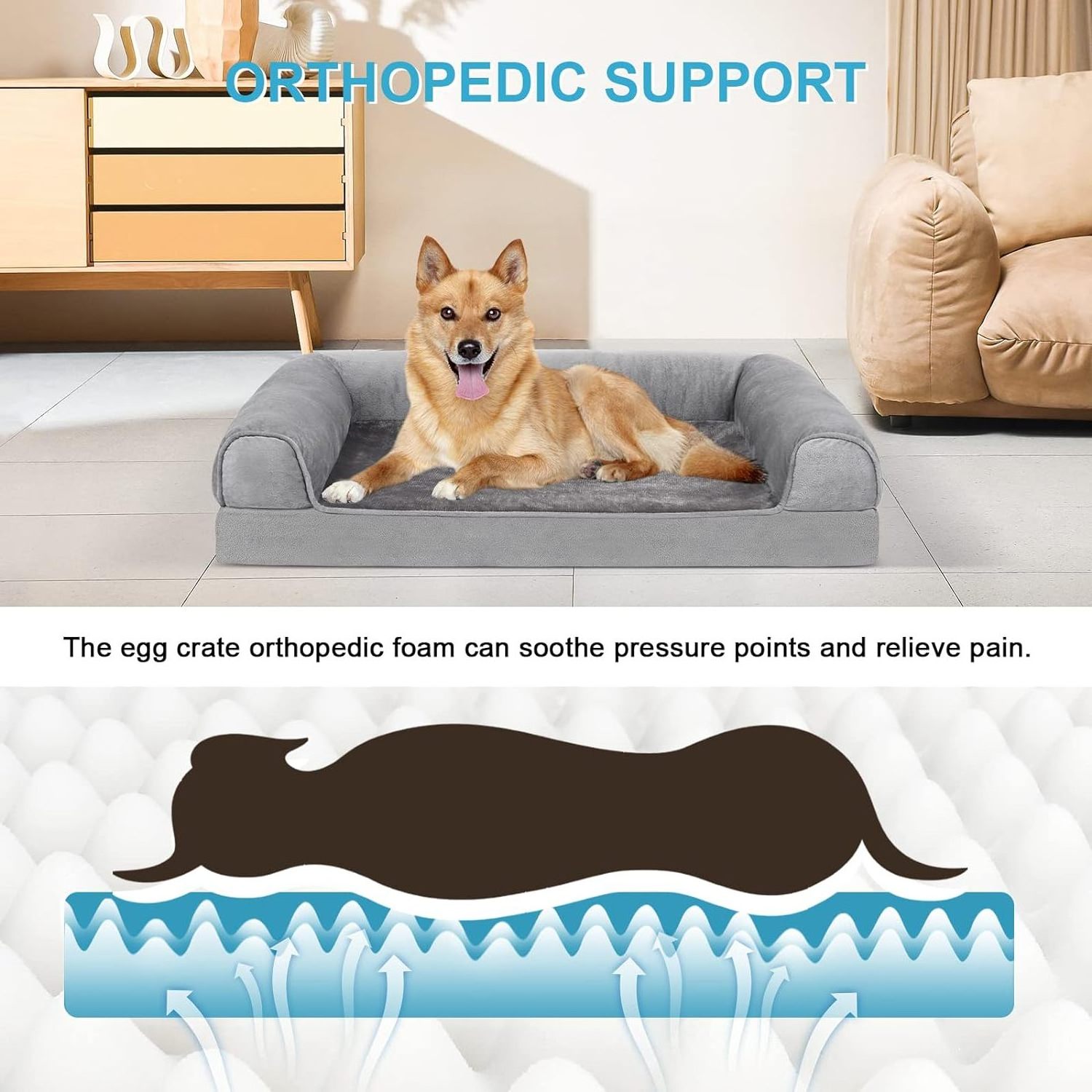 Factory Custom Large Dogs Dog Bed Washable & Removable Cover Bolster Couch Pet Beds Comfortable And Soft Dog Sofa Bed For Sleep