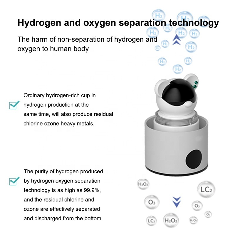 300ml hydrogen water generators 3000ppb Generator Bottle SPE PEM Platinum titanium hydrogen water bottle customized with bear