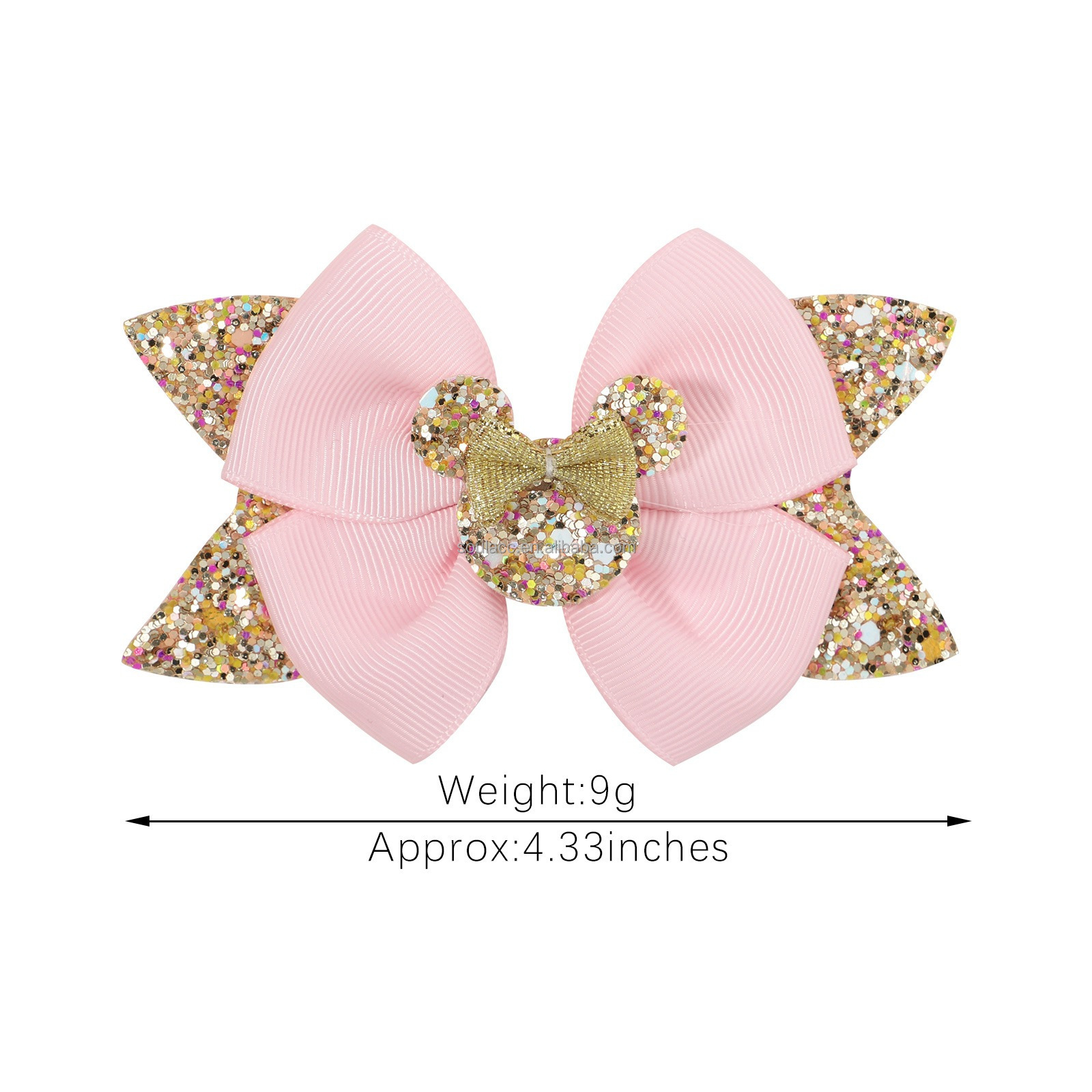 New Hot Sale Kids Hairclips Glitter Mickey Mouse Ears Bowknot Hairpins for Girls Hair Accessories