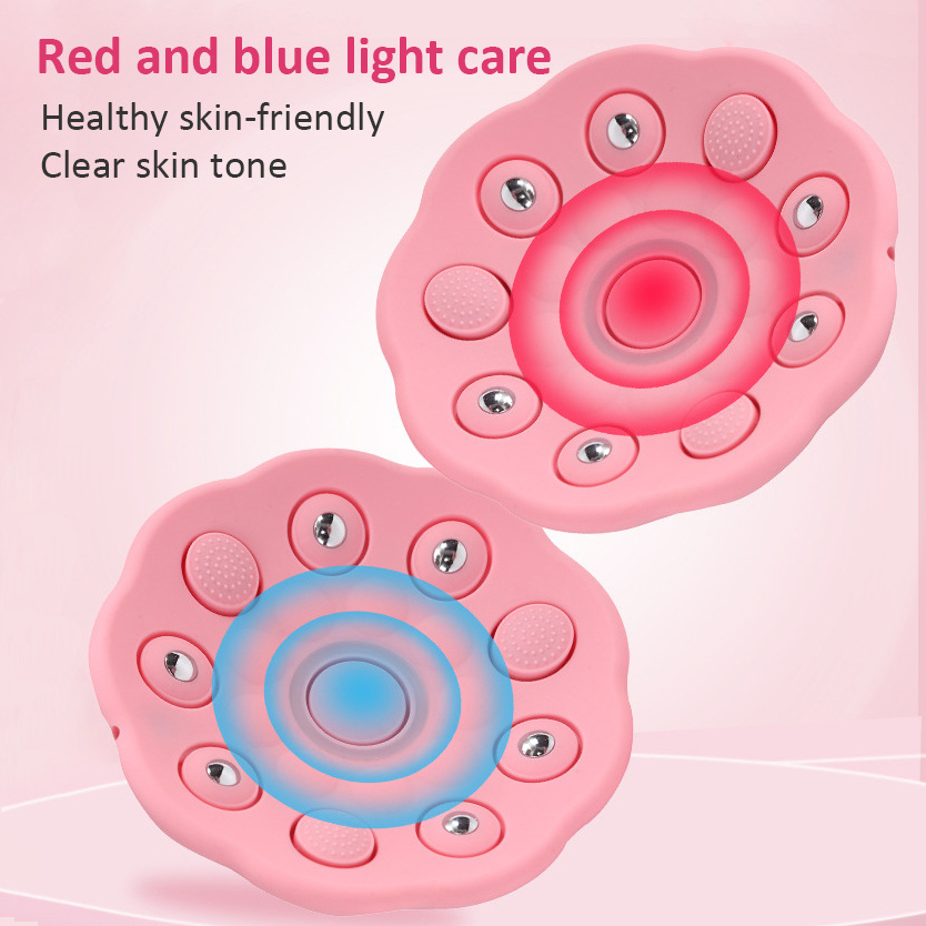 Remote control  EMS tens smart chest massage silicone vibration heating blue red lighting skincare waterproof  breast massage