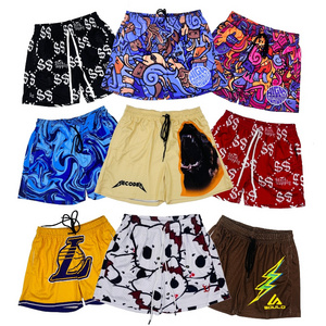 Double Layer Sublimation Plain 100% Polyester Street Wear Sets Sports Short Inseam Gym Blank Basketball Custom Mesh Men'S Shorts