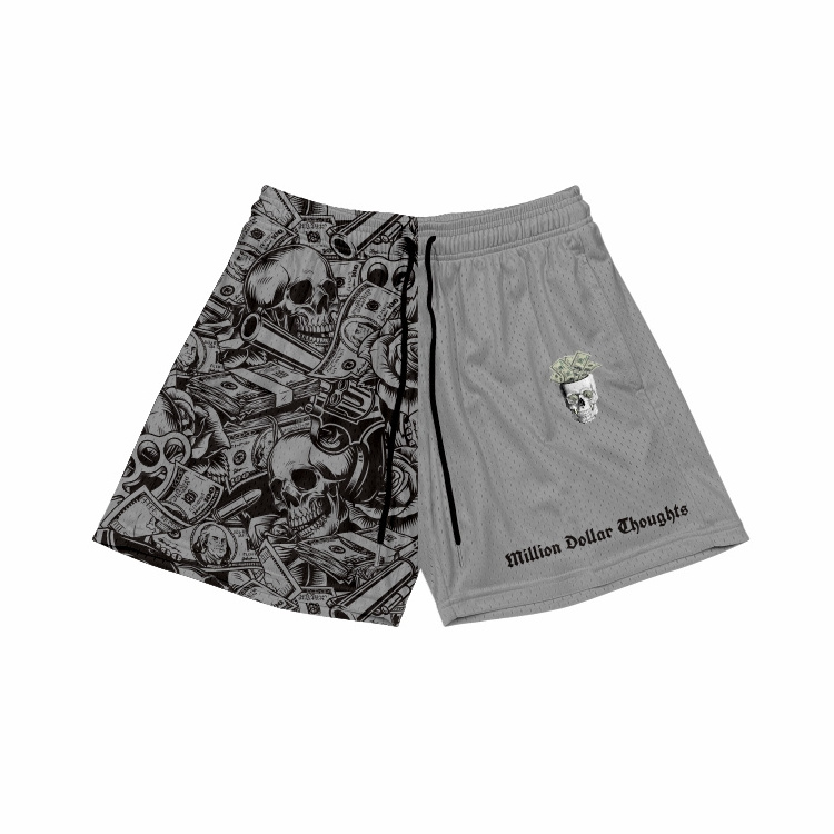 Custom high street style 6 inch inseam printing mesh shorts with zipper pockets breathable bandana mesh shorts pakistan