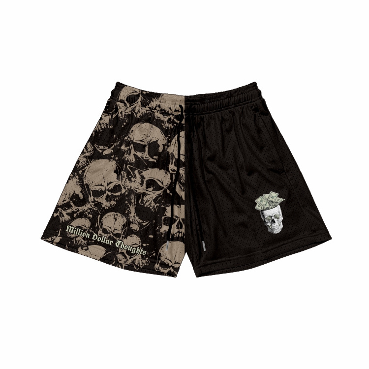 Custom high street style 6 inch inseam printing mesh shorts with zipper pockets breathable bandana mesh shorts pakistan