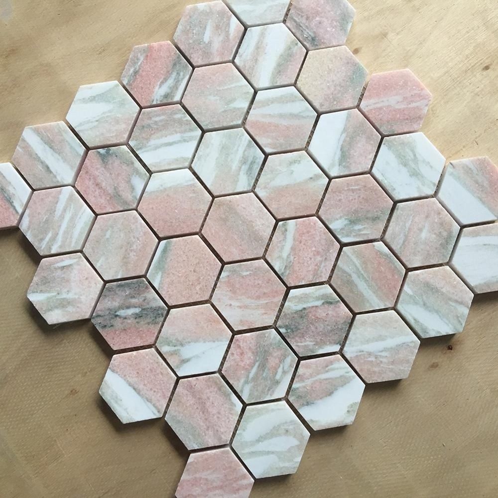 Norway Rose Marble Stone Hexagon Pink Mosaic Tiles for Backsplash