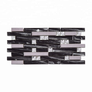 High-end diamond mirror glass strip mosaic tiles for kitchen backsplash