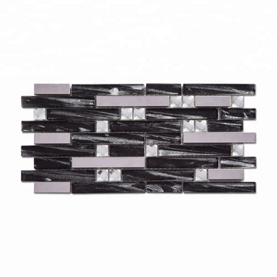 High-end diamond mirror glass strip mosaic tiles for kitchen backsplash