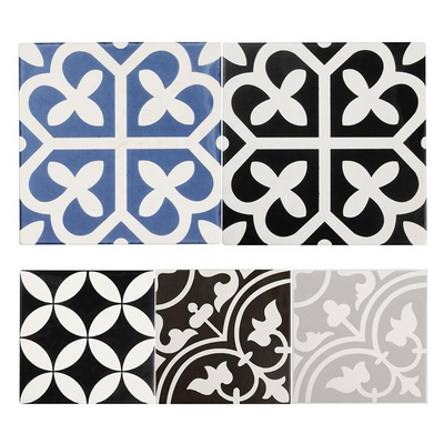 200 x 200mm Black White Ceramic Pattern Porcelain Tile for Kitchen Floor and Wall