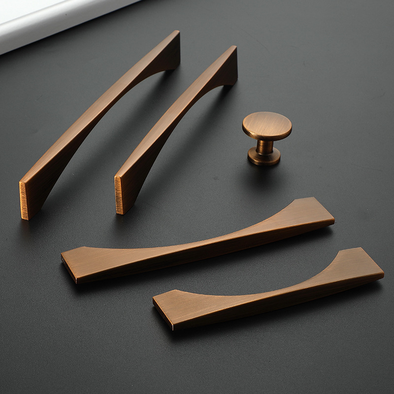 Modern minimalist pulls European antique coffee brass pulls furniture hardware wardrobe door handles