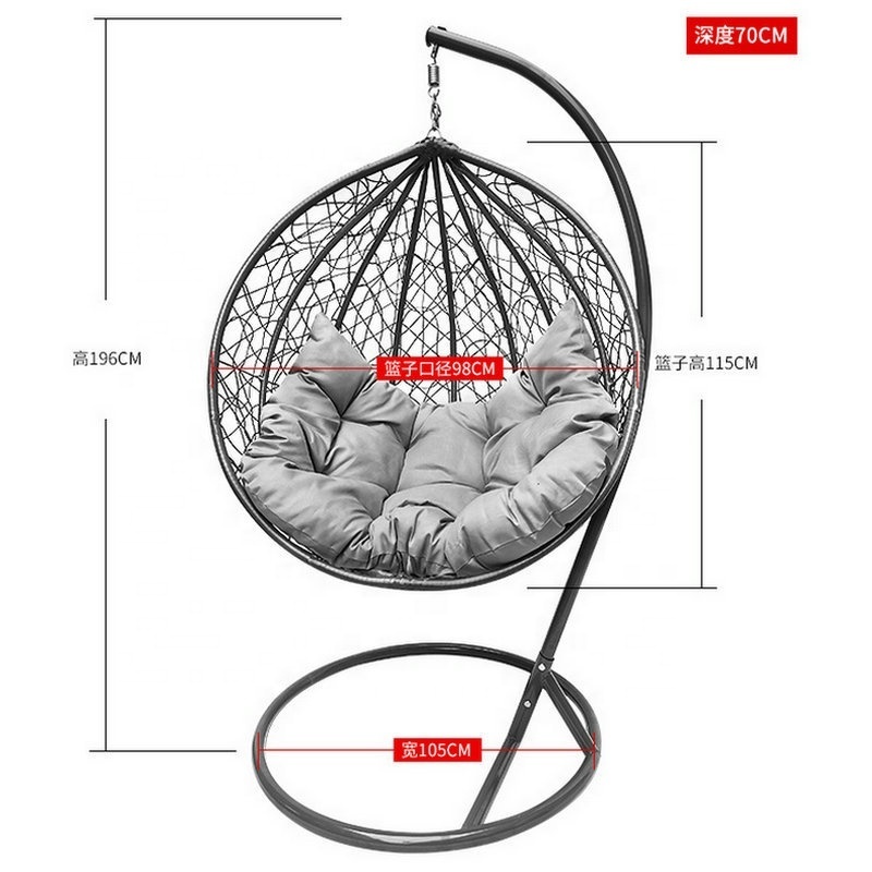 Outdoor leisure coarse rattan sitting and lying hanging chair balcony rocking egg chair swing bird's nest adult cradle