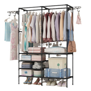 Wholesale coat floor double row storage bedroom dormitory household splicing reinforced multi-function simple coat rack