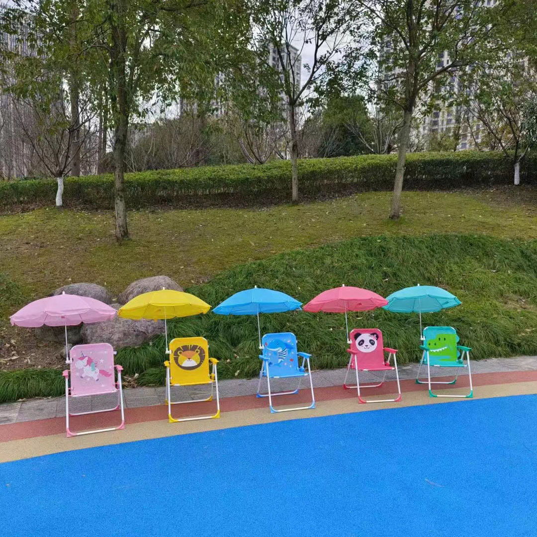 Factory direct children's folding cartoon beach chair with umbrella small chair outdoor leisure chairs and stools