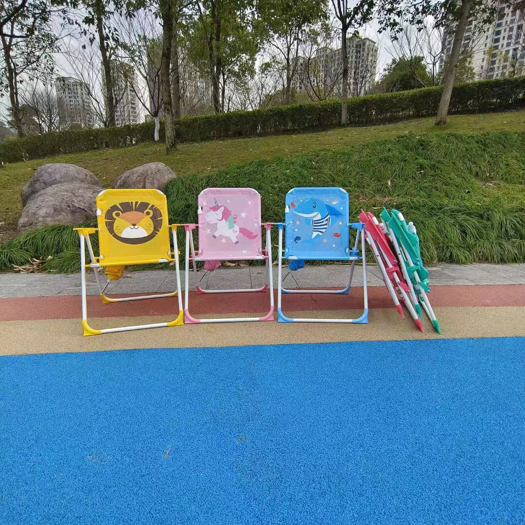 Factory direct children's folding cartoon beach chair with umbrella small chair outdoor leisure chairs and stools