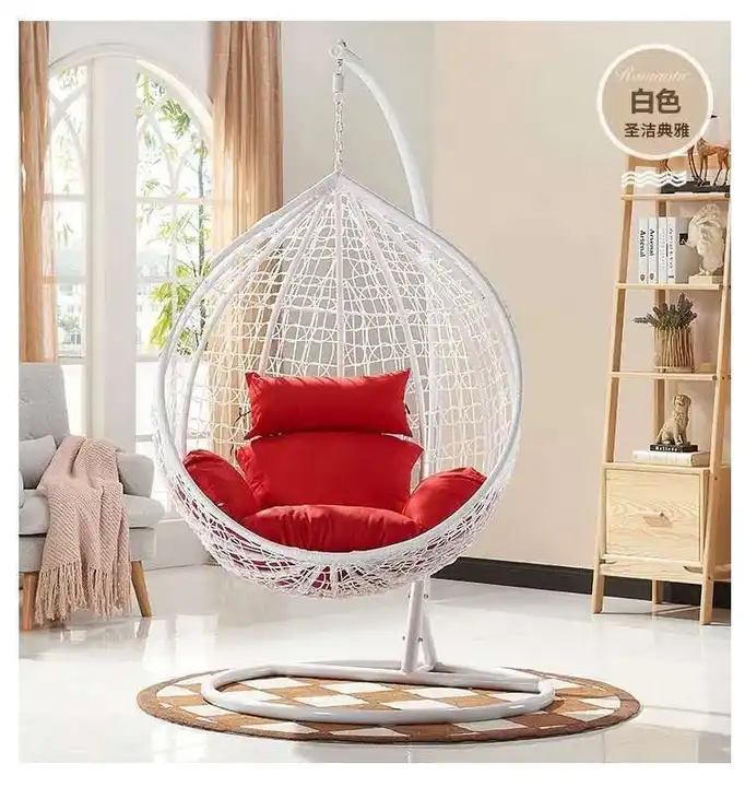 2023 Garden Furniture Rattan Outdoor Patio Egg Hang Swing Chair Shaped Nest Basket Chair With Stand