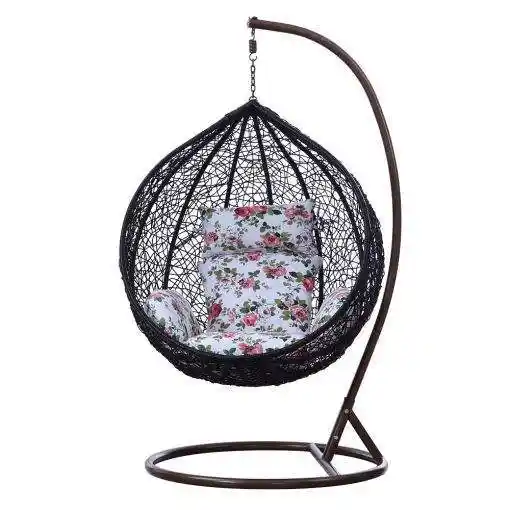 2023 Garden Furniture Rattan Outdoor Patio Egg Hang Swing Chair Shaped Nest Basket Chair With Stand