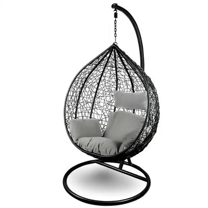 2023 Garden Furniture Rattan Outdoor Patio Egg Hang Swing Chair Shaped Nest Basket Chair With Stand