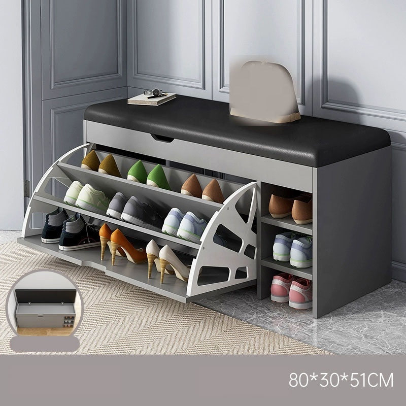 Modern Multilayer Plastic Shoe Cabinet Sitting Stool Indoor Household New Doorway Tipping Bucket Storage Change Shoes Rack