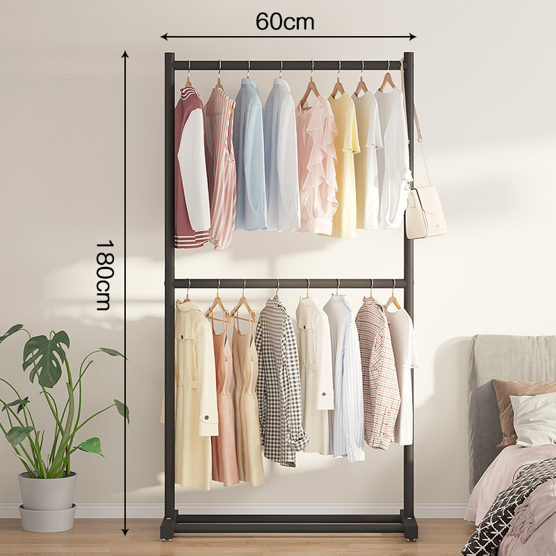 2024 Hot sale high quality cream wind double bedroom drying rack floor household clothes rack simple coat racks