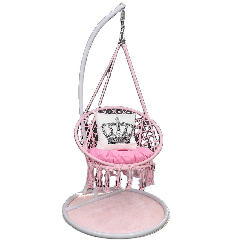 Hot New Hanging Basket Cradle Tassel Hammock Balcony Outdoor Swing Cotton Rope Weaving Rattan Chair Hammock