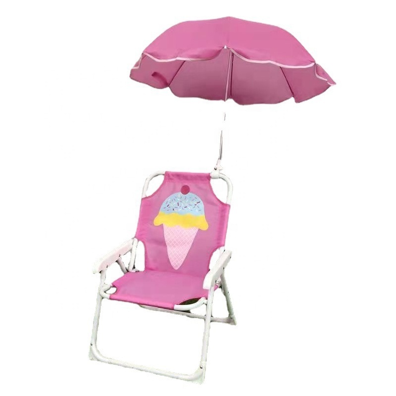 hot selling Multifunctional Outdoor Beach Folding Chair Cartoon Board with Parasol Children Beach Portable Recliner