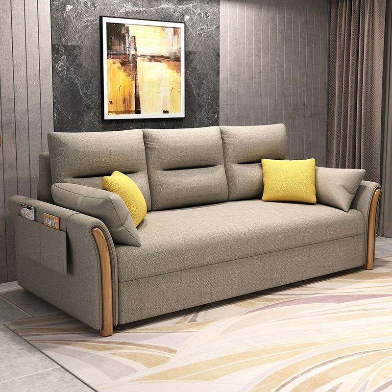 Folding sofa bed dual-use drawer small household solid wood single double living room multifunctional sofa telescopic bed