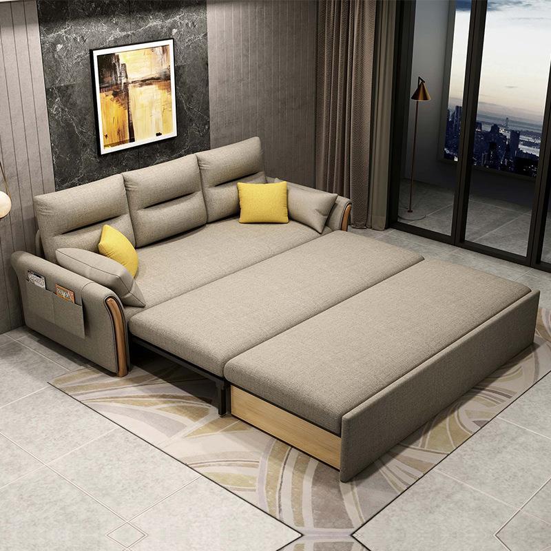 Folding sofa bed dual-use drawer small household solid wood single double living room multifunctional sofa telescopic bed