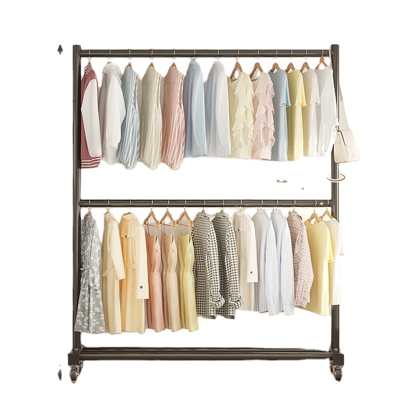 2024 Hot sale high quality cream wind double bedroom drying rack floor household clothes rack simple coat racks