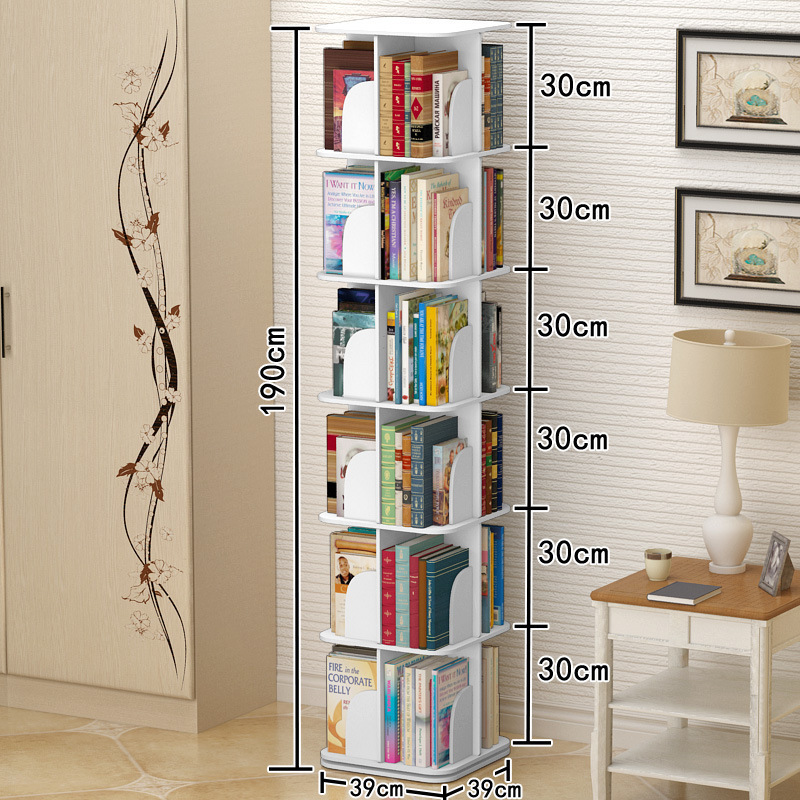 Hot Creative 360 Degree Rotating Bookshelf Modern Simple Landing Floor Bookcase for Children's Display and School Storage