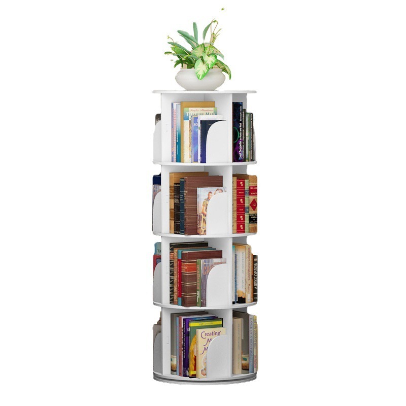 Hot Creative 360 Degree Rotating Bookshelf Modern Simple Landing Floor Bookcase for Children's Display and School Storage