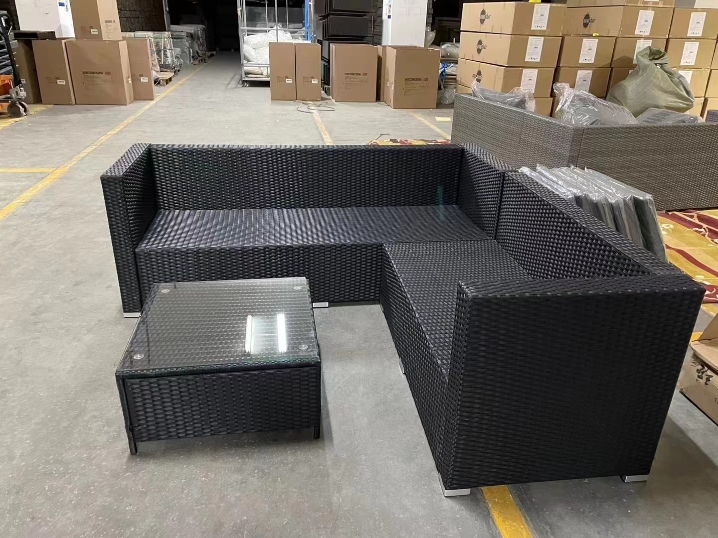 Hot selling PE rattan chair detachable packing rattan table and chair sofa combination five-seater outdoor furniture wholesale