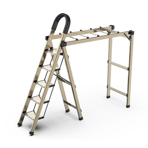 Factory Household Folding Ladder Multi functional Indoor Clothes Drying Dual purpose Thickened Aluminum Alloy Ladder