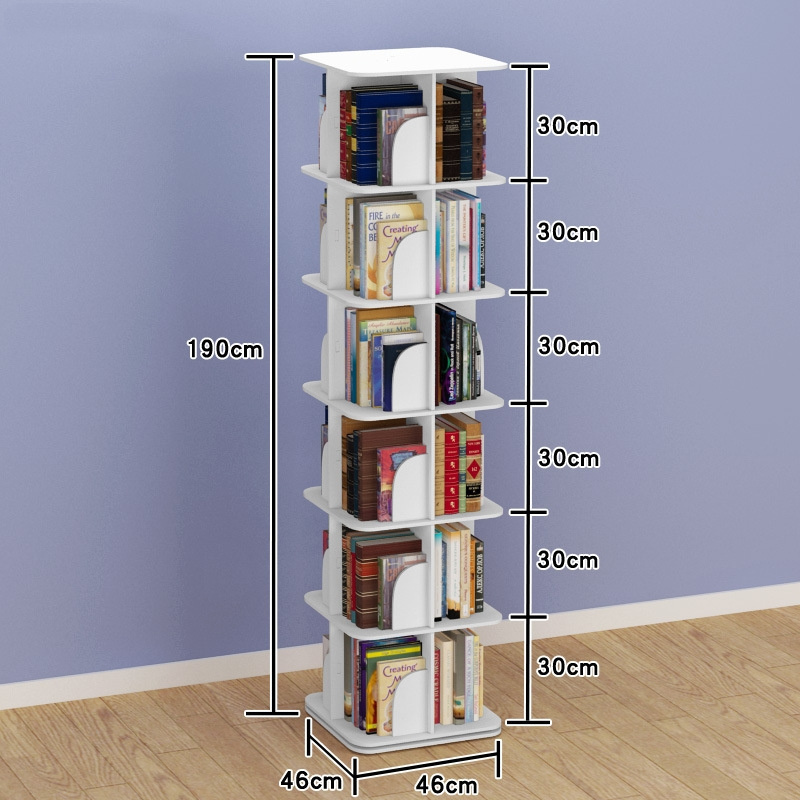 Hot Creative 360 Degree Rotating Bookshelf Modern Simple Landing Floor Bookcase for Children's Display and School Storage