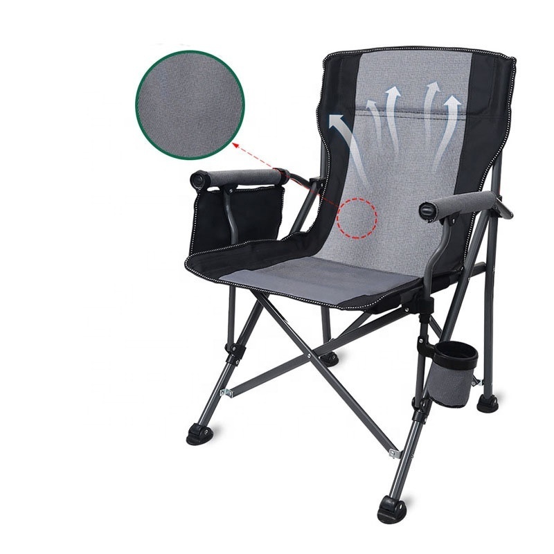 Outdoor folding chair beach fishing armchair backrest camping can sit or lie down lazy people portable leisure high back chair