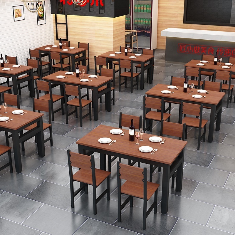 Hot New Cafeteria dining table and chairs hotel fast food restaurant stall restaurant dining table and chair combination