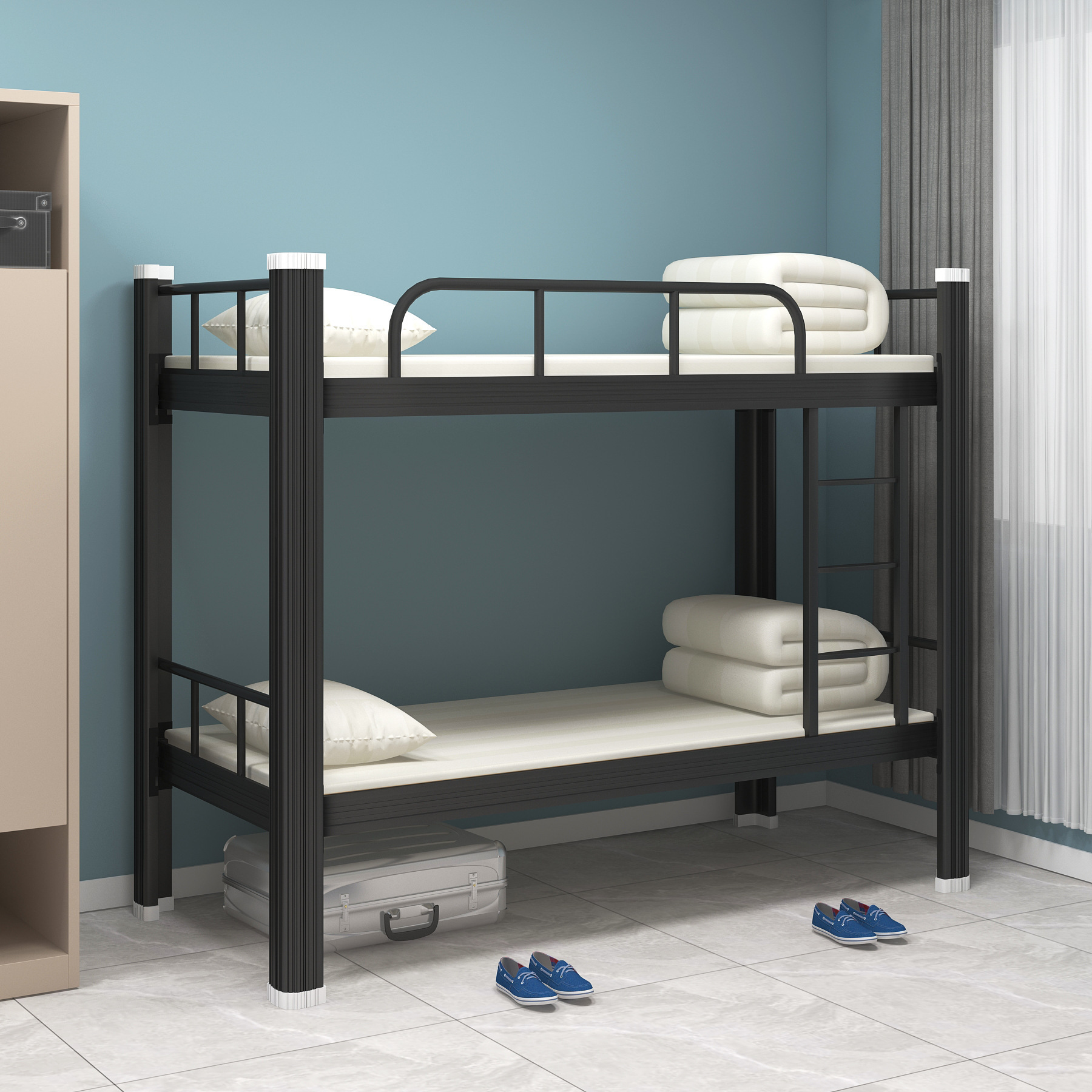 2024 hot Single bunk bed iron bunk frame staff dormitory bunk beds student flat high low iron beds