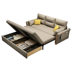 Folding sofa bed dual-use drawer small household solid wood single double living room multifunctional sofa telescopic bed