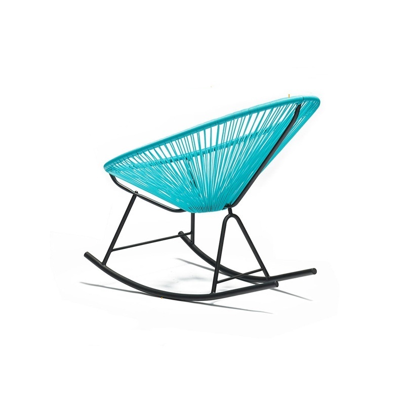 Lazy Nordic single outdoor leisure balcony chair egg-shaped rocking chair outdoor blue iron rattan rocking chair