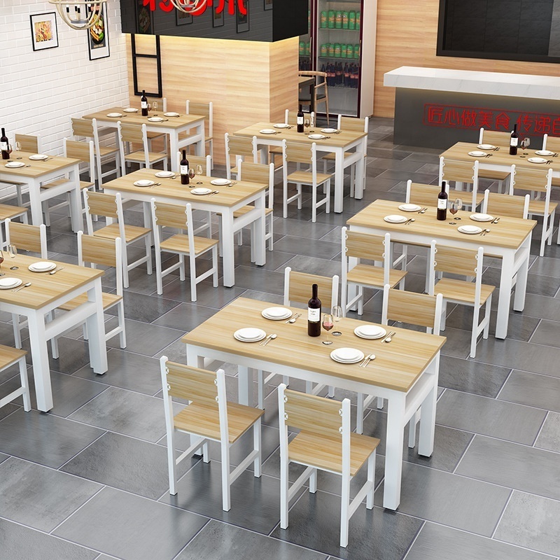 Hot New Cafeteria dining table and chairs hotel fast food restaurant stall restaurant dining table and chair combination