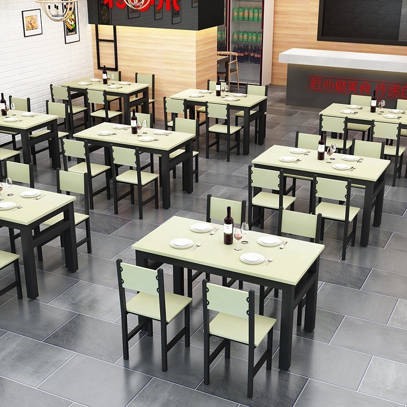 Hot New Cafeteria dining table and chairs hotel fast food restaurant stall restaurant dining table and chair combination