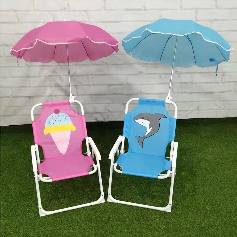 hot selling Multifunctional Outdoor Beach Folding Chair Cartoon Board with Parasol Children Beach Portable Recliner