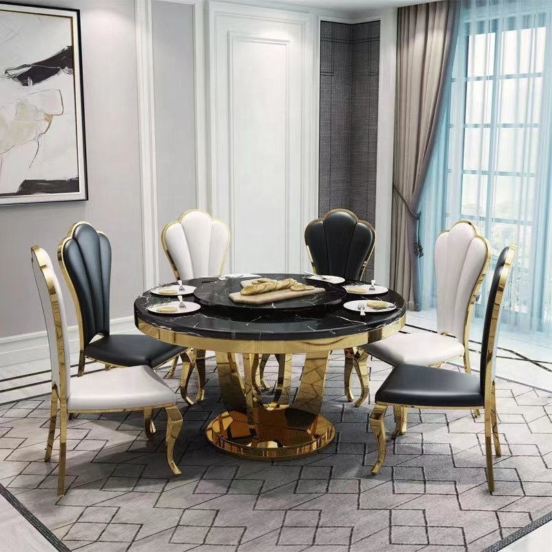 Scandinavian light luxury marble dining table and chair combination set modern simple table and chairs dining table hotel