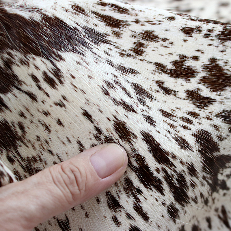 Custom made real cow skin animal leather brown and white cow hide fur