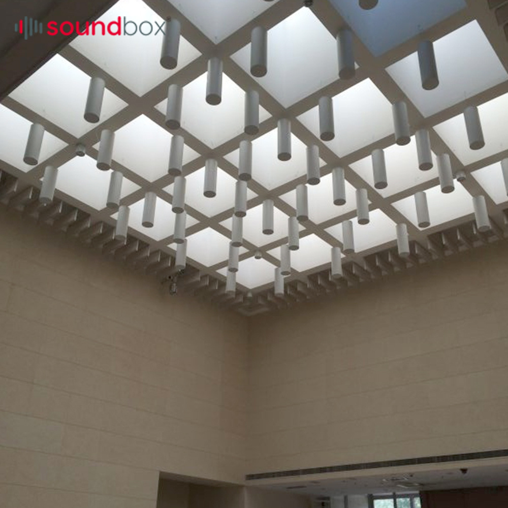 Ceiling Sound Absorption Panel Decorative Sound Absorbing Ceiling Tiles for Stadium Large Space Acoustic Column