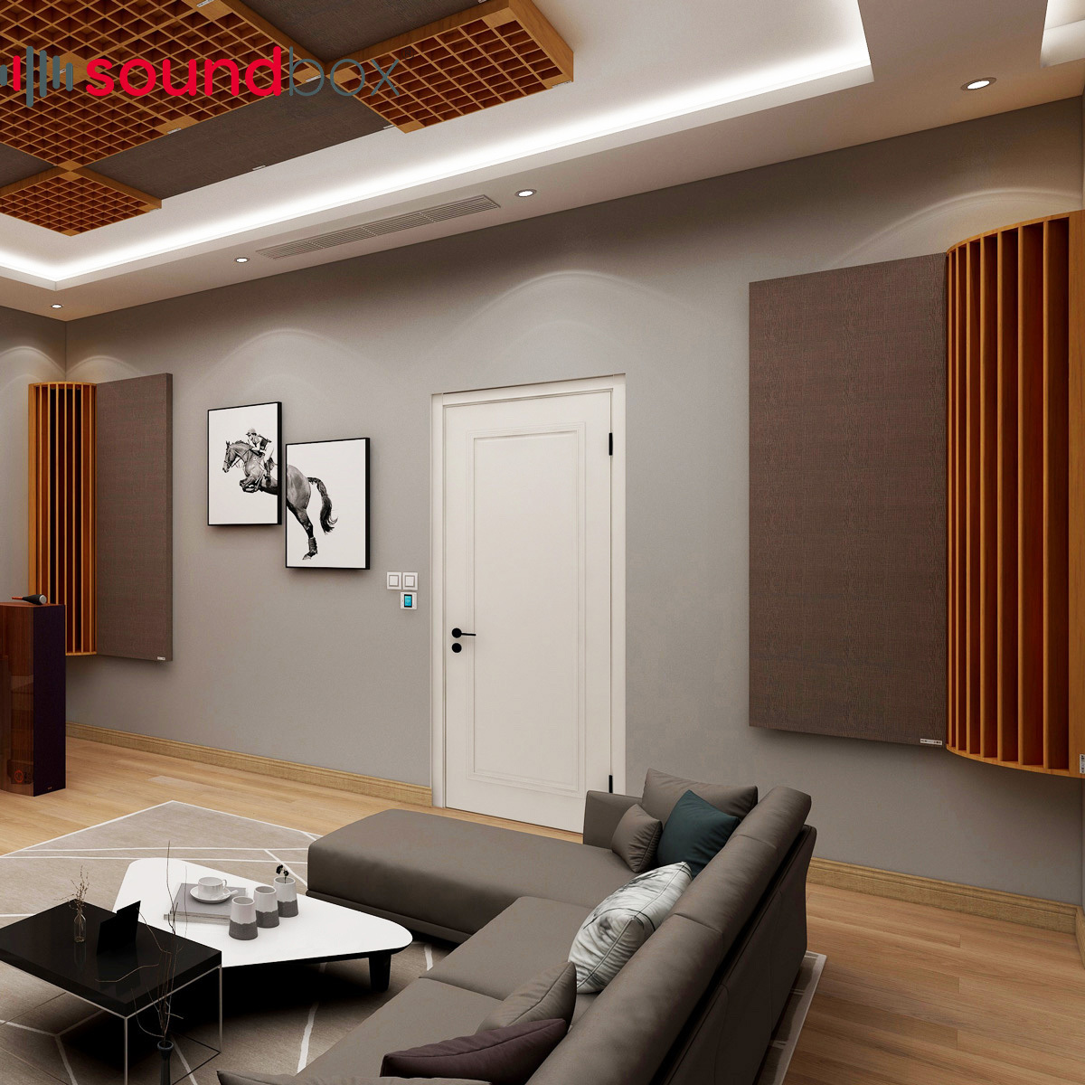 Soundbox Recording studio sound insulation interior Wood theatre, acoustic indoor soundproof doors for theatre/